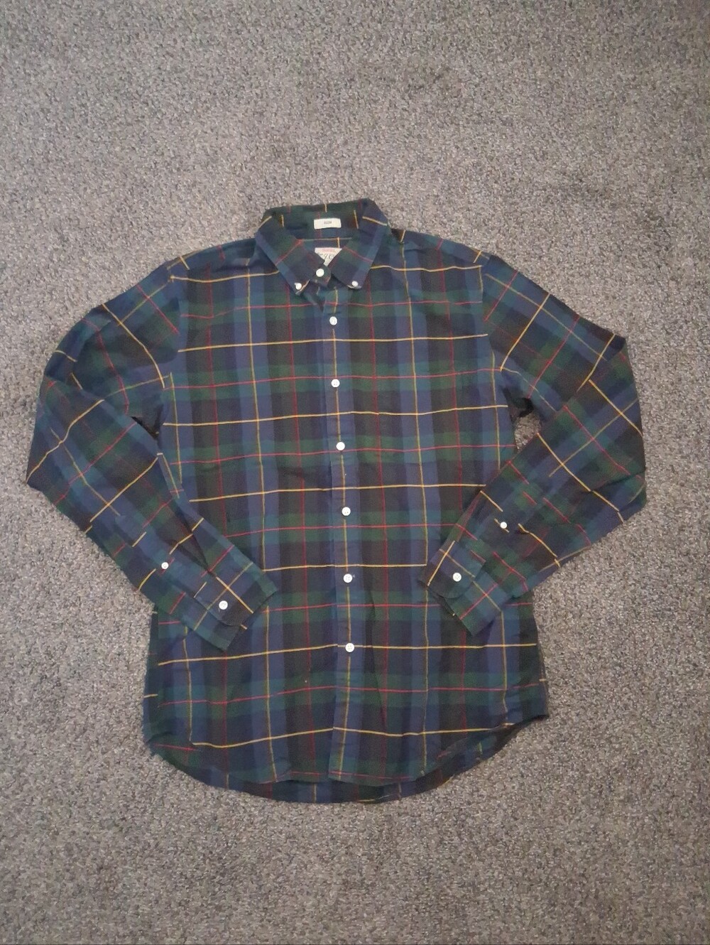 J. Crew Green Plaid All Cotton Oxford Button Down Shirt Medium